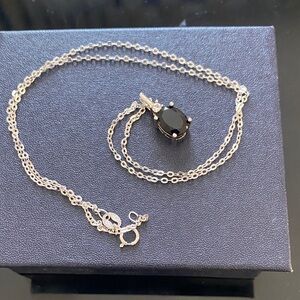 Onyx and Sterling Silver Pendant Necklace